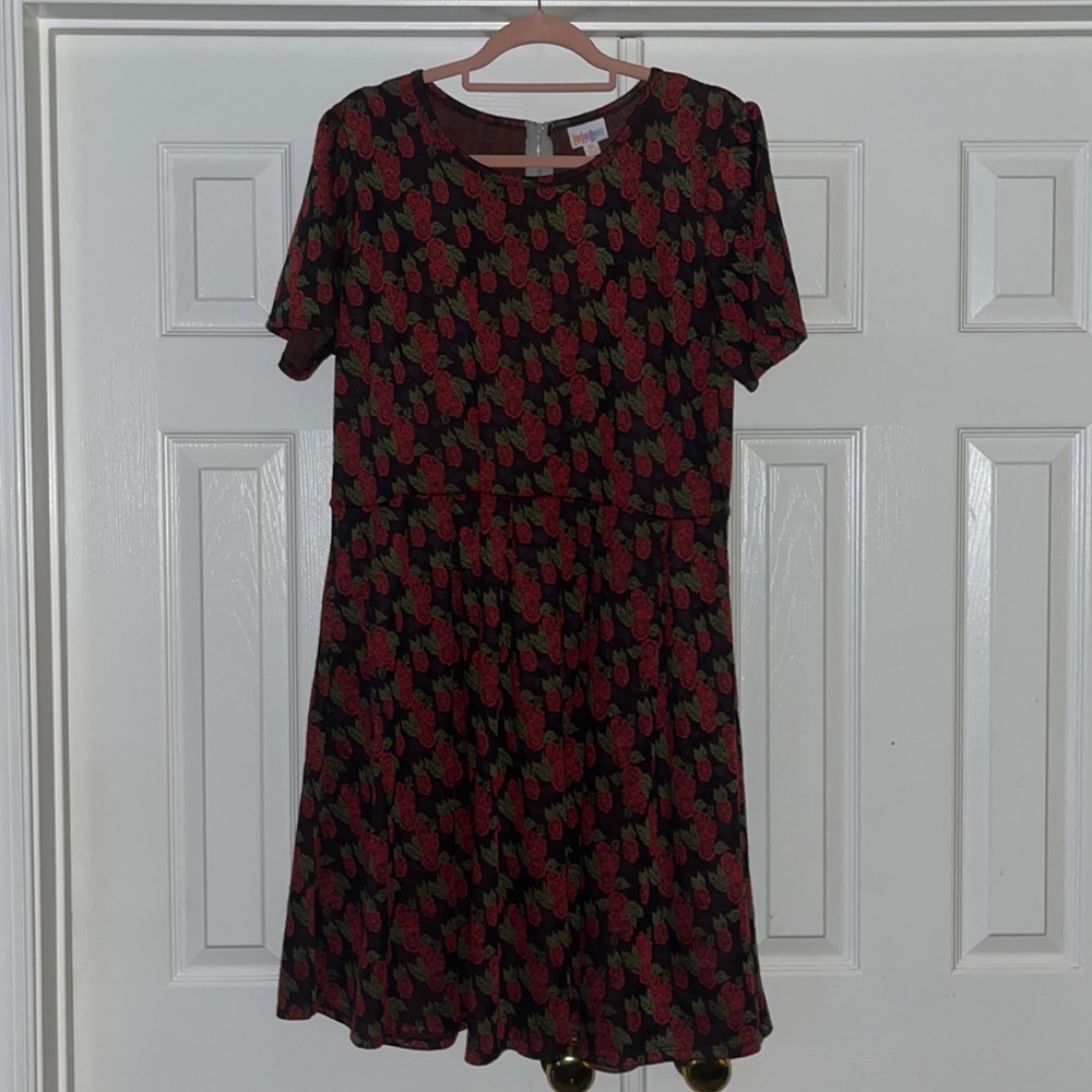 LuLaRoe Rose Print Knee Length Dress 3xl